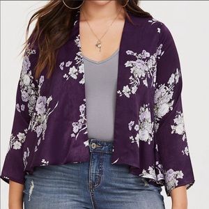 Torrid Purple Floral Kimono. Size 1/2=18/20